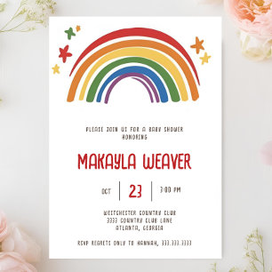 Invitation baby shower coloré Boho Watercolor Rainbow Boy