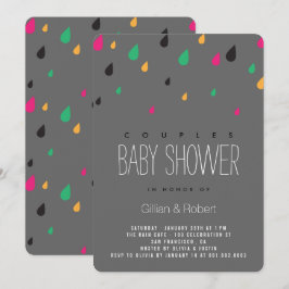 Invitation Baby shower coloré Fun Raindrops Couples Invitatio
