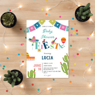 Invitation Baby shower coloré mexicain Fiesta Cactus