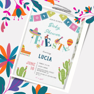 Invitation Baby shower coloré mexicain Fiesta Cactus