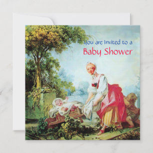 Invitation BABY SHOWER COLORÉ Papier Linge blanc