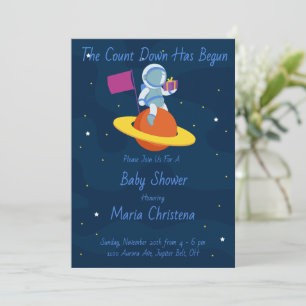 Invitation Baby Shower Compte à Rebours Cosmique