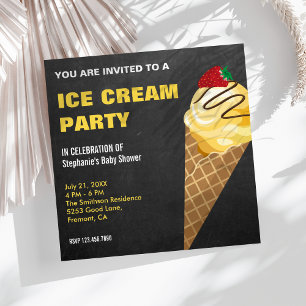 Invitation Baby Shower Cône de Glace Jaune