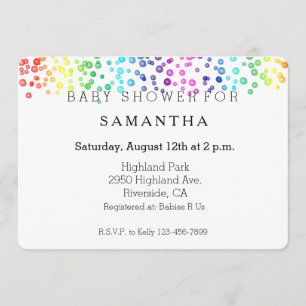 Invitation baby shower Confetti Arc-en-ciel