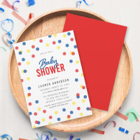 Baby shower Confetti bleu rouge jaune