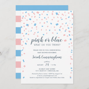 Invitation Baby shower Confetti de la révélation de genre ros