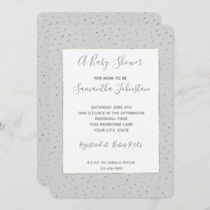 Invitation Baby shower Confetti en argent gris