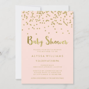 Invitation Baby shower Confetti Glam Gold en rose