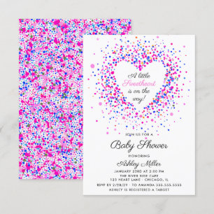 Invitation Baby shower Confetti rose et pourpre