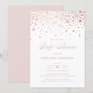 Invitation Baby shower Confetti Rose Faux Gold