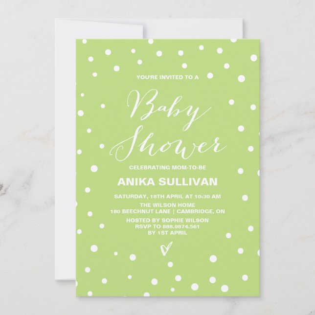 Invitation Baby shower Confetti vert Spring (Devant)