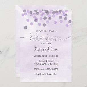 Invitation Baby shower Confetti Violet