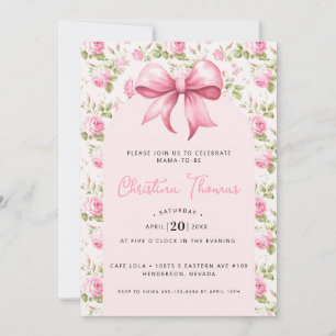 Invitation Baby shower coquette à la botte rose