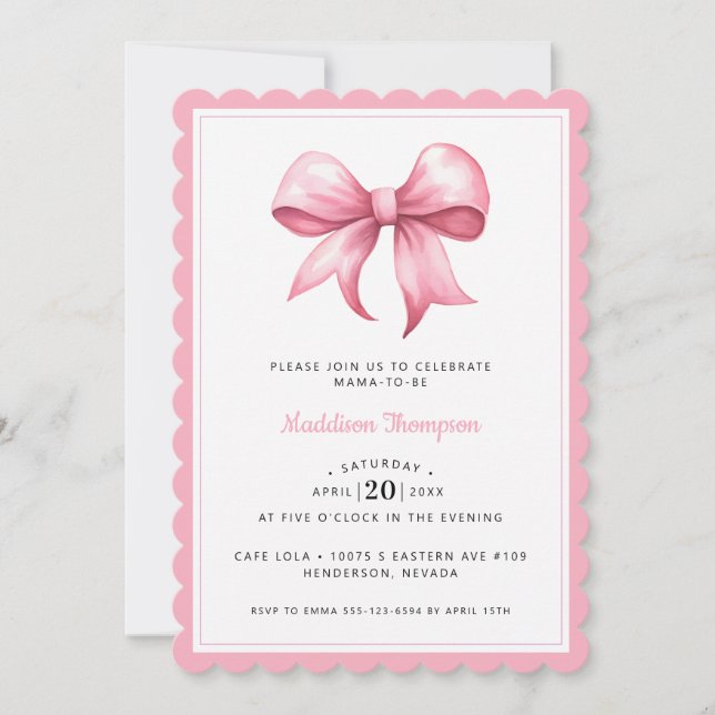 Invitation Baby shower coquette à la botte rose (Devant)