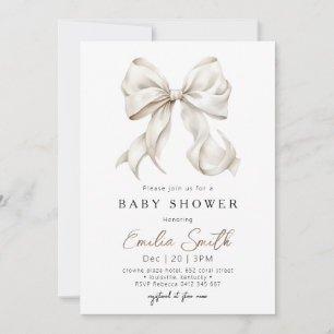 Invitation Baby shower Coquette blanc Chic Off
