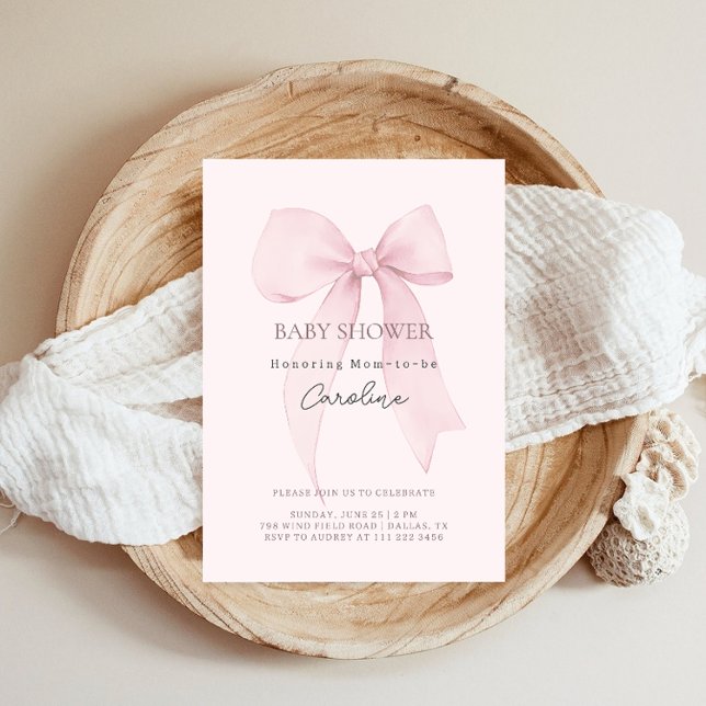 Invitation Baby shower Coquette Bow (Créateur téléchargé)