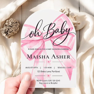 Invitation Baby Shower Coquette Oh Baby Ruban Rose