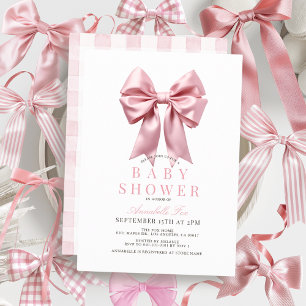 Invitation Baby shower Coquette Pink Bow Ribbon Girl