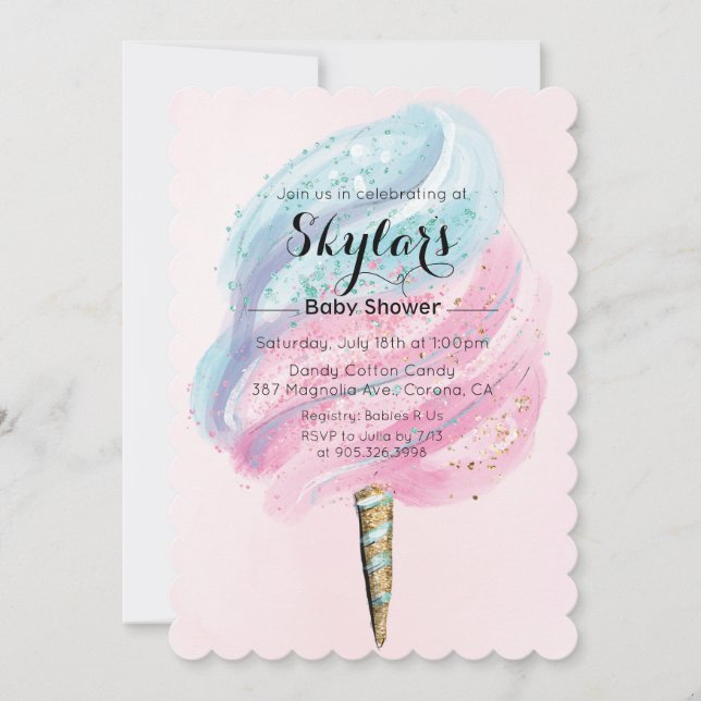 Invitation Baby shower Coton Candy (Devant)