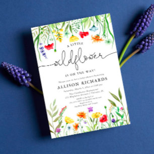 Invitation Baby shower couleur fleur sauvage sans distinction