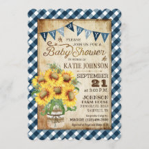 Baby shower Country Sunflower En vichy Check Boy