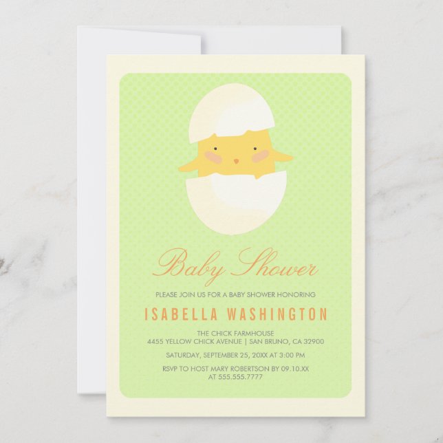 Invitation Baby shower| Coup d'Oeuf de poussin jaune (Devant)