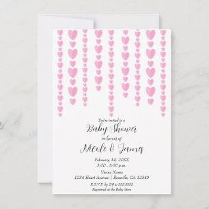 Invitation Baby Shower Couple de la Saint-Valentin Cœurs Rose