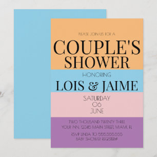 Invitation Baby Shower Couples Blocs Colorés Brillants