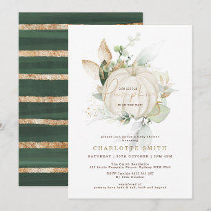 Invitation Baby shower Couples Citrouille d'or Fall Greenery