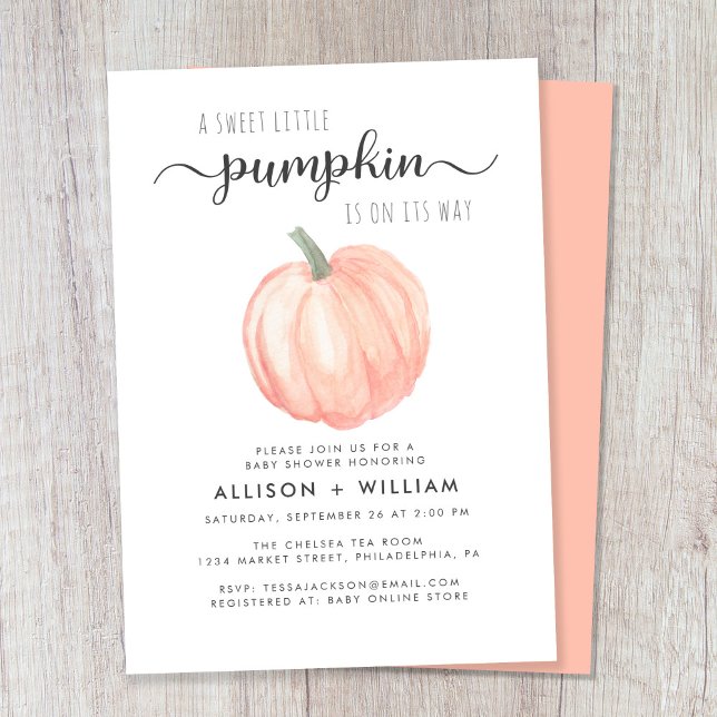 Invitation Baby shower Couples petit Citrouille (Celebrate the upcoming arrival of your autumn baby with a pumpkin-themed couple's baby shower)
