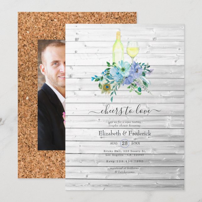 Invitation Baby Shower Couples Rustique Menthe pour Dégustati (Devant / Derrière)