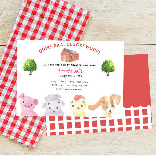 Invitation Baby Shower Cour de Ferme 