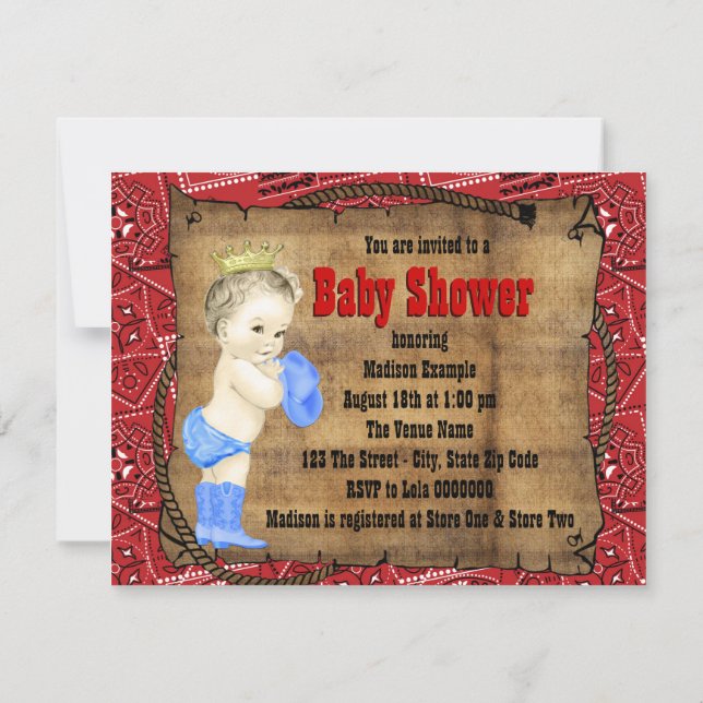 Invitation Baby shower Cowboy (Dos)