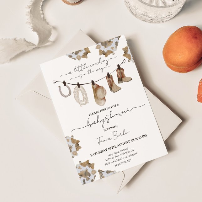Invitation Baby shower Cowboy. (a little cowboy is on the way invitation)