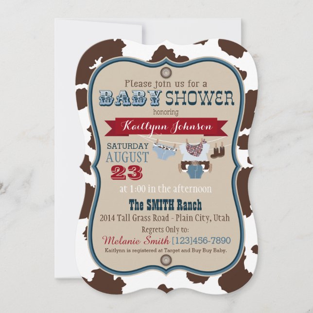 Invitation Baby shower Cowboy Bandanna Jumper (Devant)