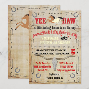 Invitation Baby shower Cowboy Bucking Bronco Couples
