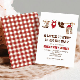 Invitation Baby Shower Cowboy de l'Ouest rouge
