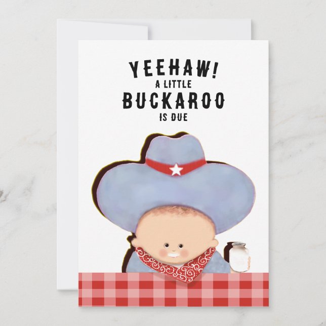 Invitation Baby shower Cowboy Ouest (Devant)