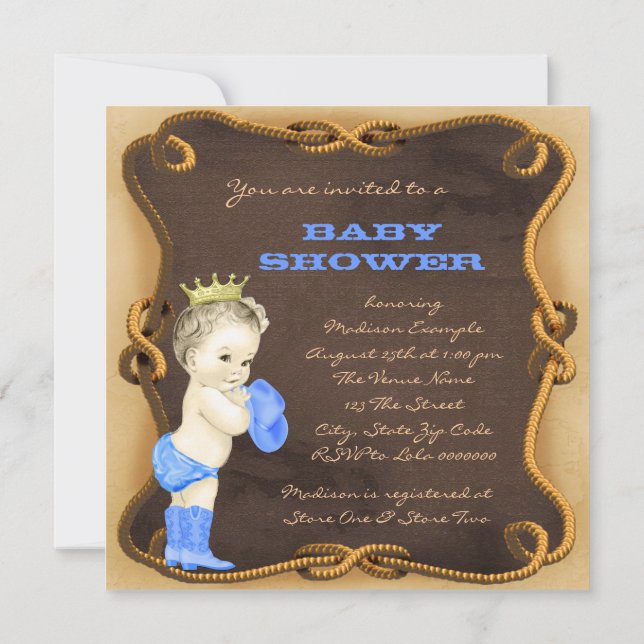 Invitation Baby shower Cowboy Prince (Dos)