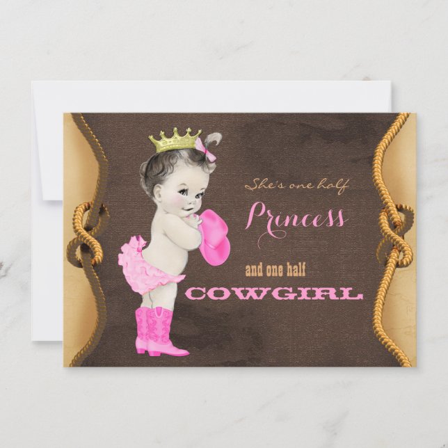 Invitation Baby shower Cowgirl (Devant)
