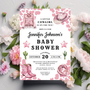 Invitation Baby Shower Cowgirl Rose Mignonne