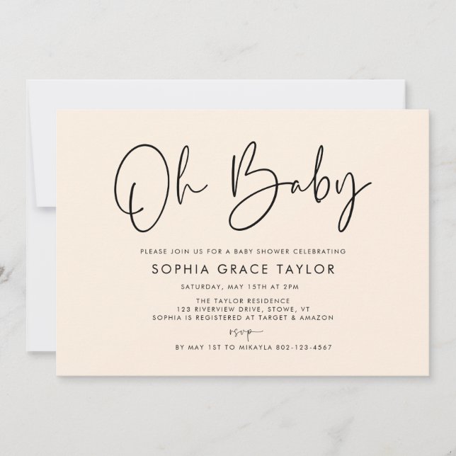 Invitation Baby shower Crème moderne Boho Genre Neutre (Devant)