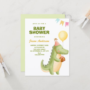 Invitation Baby shower crocodile mignon vert