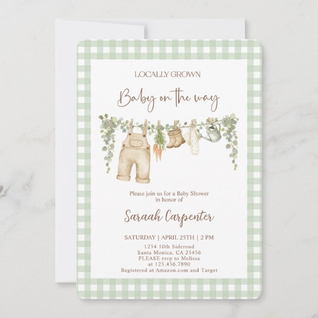 Invitation Baby shower cultivé localement (Devant)