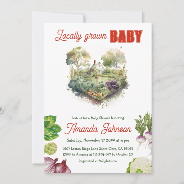 Invitation Baby shower cultivé localement (Devant)