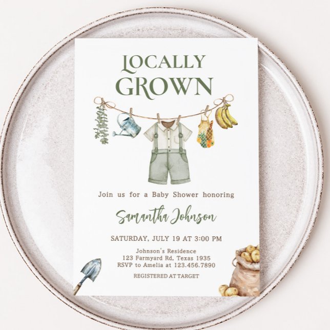 Invitation Baby shower cultivé localement (Farmers Locally Grown Home Grown Baby Shower Invitation)
