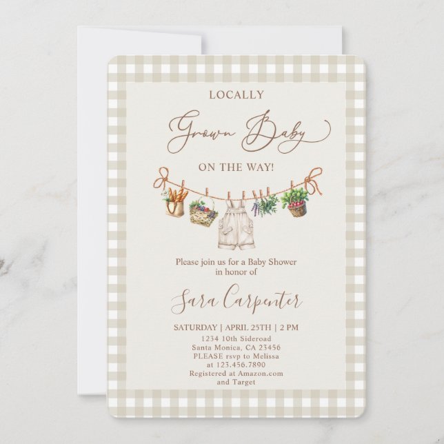 Invitation Baby shower cultivé localement (Devant)