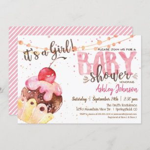 Invitation Baby shower Cupcake, c'est une fille