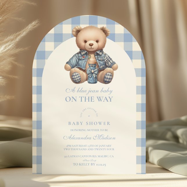 Invitation Baby shower Cute Jean Baby Denim (Créateur téléchargé)