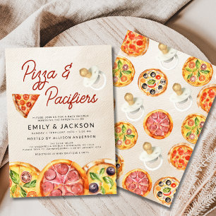Invitation Baby shower Cute Pizza & Pacificateurs
